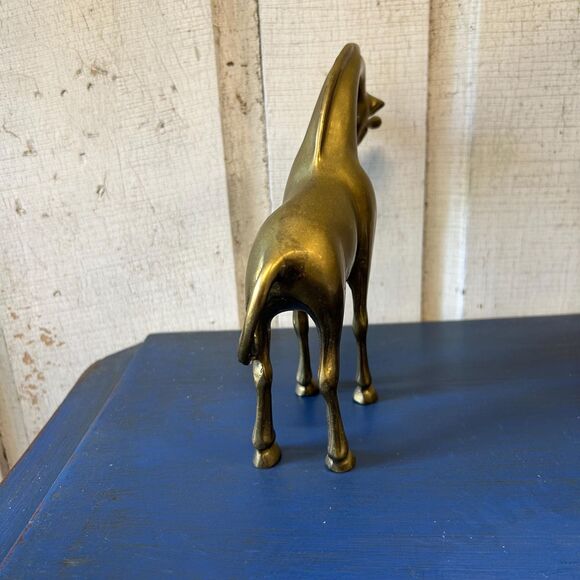 Vintage Solid Brass Giraffe Figurine Taiwan, Animal Statue, Heavy Brass - Picture 3 of 7
